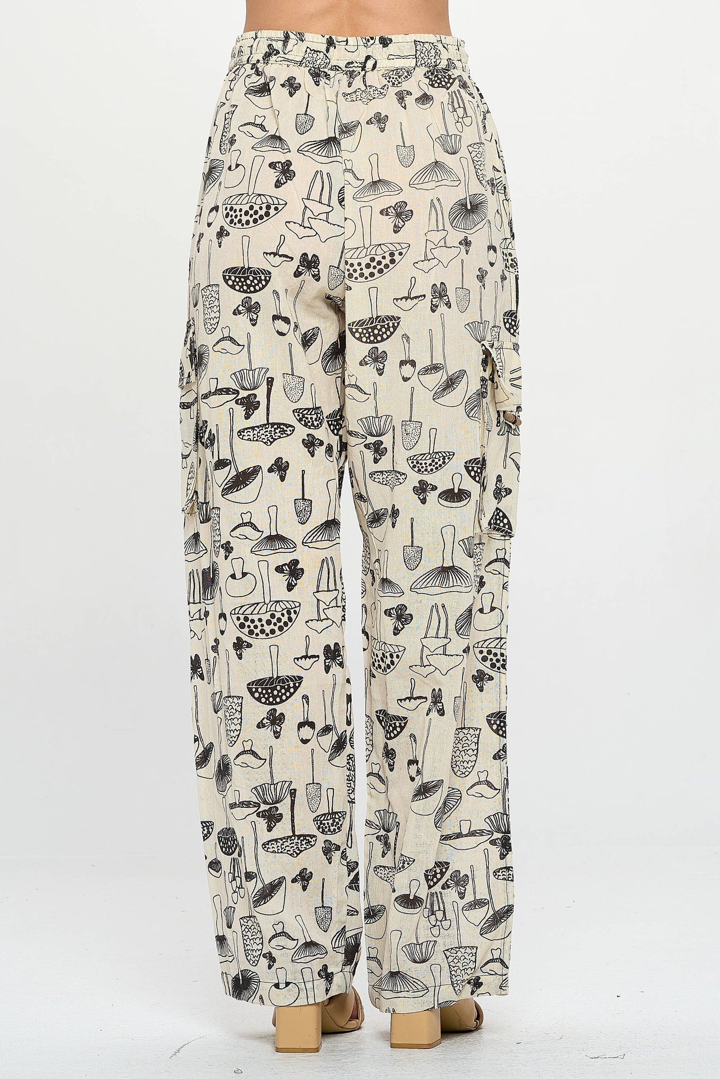 Clothing - Pants - Black and White Mushrooms