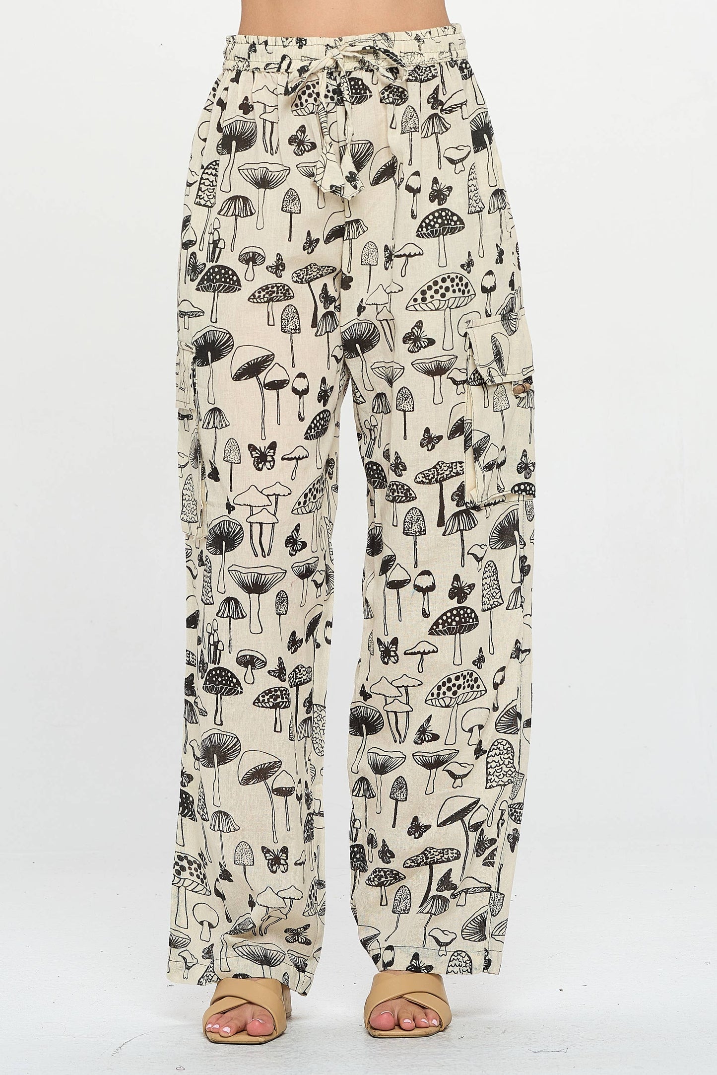 Clothing - Pants - Black and White Mushrooms