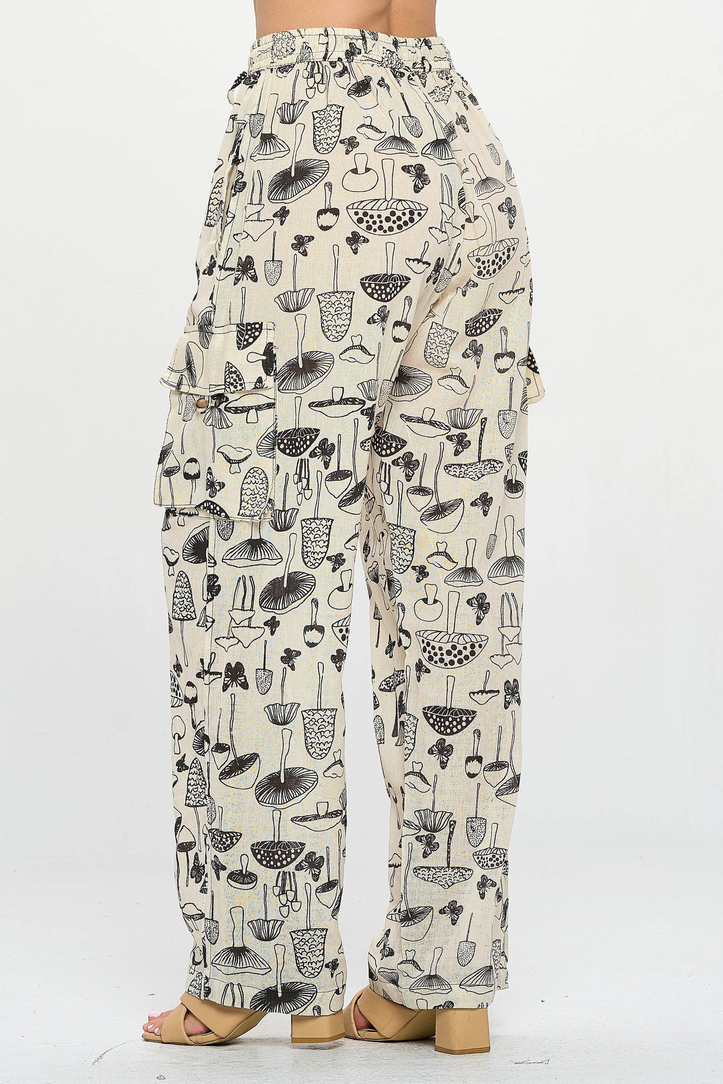 Clothing - Pants - Black and White Mushrooms