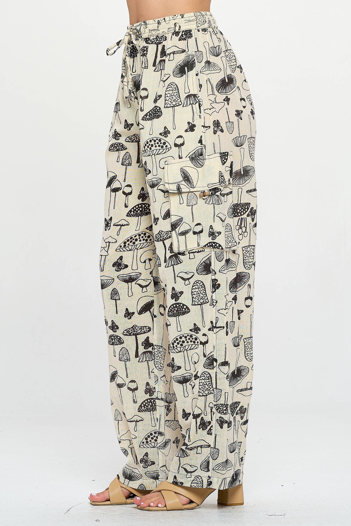 Clothing - Pants - Black and White Mushrooms